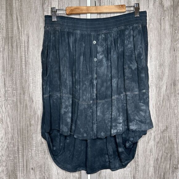 Raquel Allegra Tie Dye Skirt Short High Low Hem Pockets Rayon Boho Hippie Size 0 - Picture 1 of 8